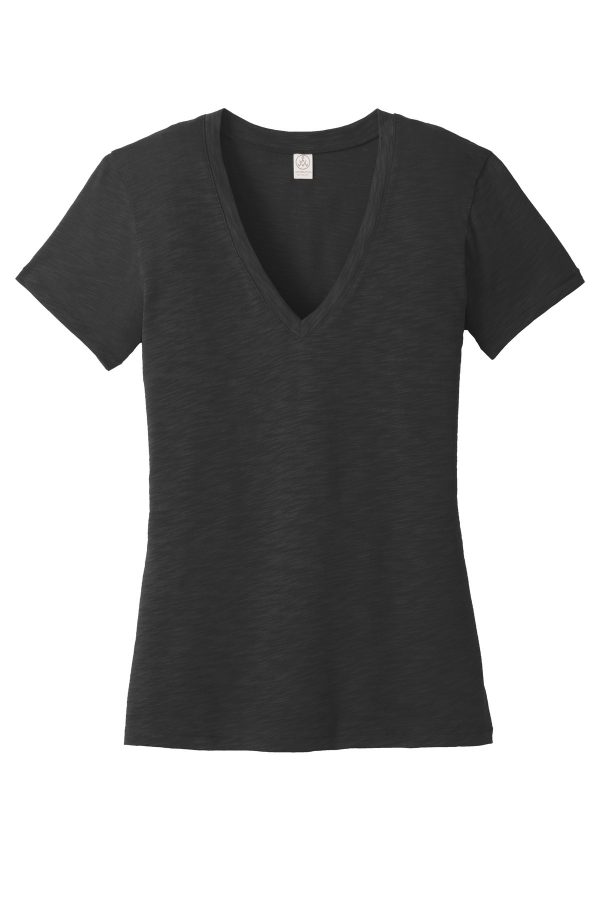 DISCONTINUED Alternative Women's Weathered Slub So-Low V-Neck Tee. AA6097 - Image 3