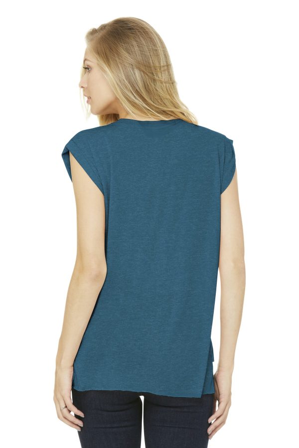 DISCONTINUED BELLA+CANVAS  Women's Flowy Muscle Tee With Rolled Cuffs. BC8804 - Image 2