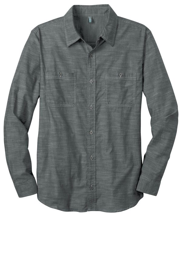 DISCONTINUED District Made - Mens Long Sleeve Washed Woven Shirt. DM3800 - Image 3