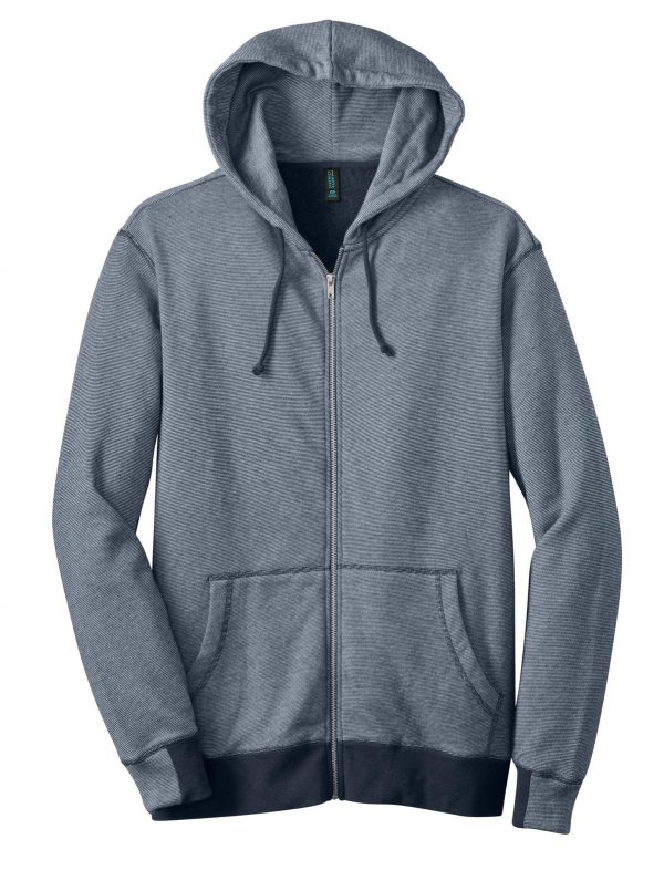 DISCONTINUED District Made - Mens Mini Stripe Full-Zip Hoodie. DM390 - Image 3