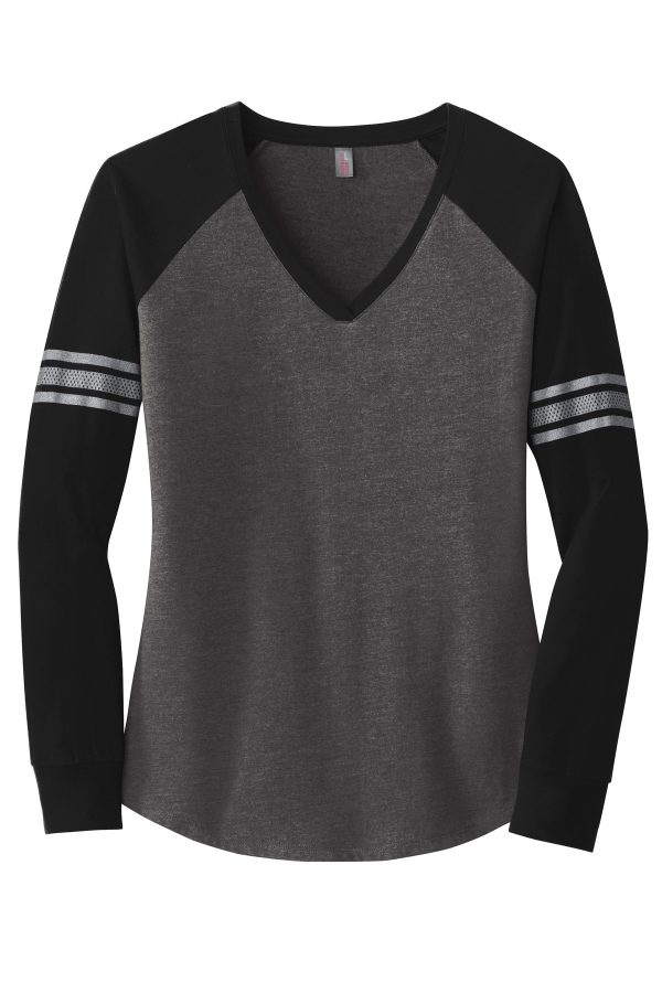 DISCONTINUED District  Women's Game Long Sleeve V-Neck Tee. DM477 - Image 3