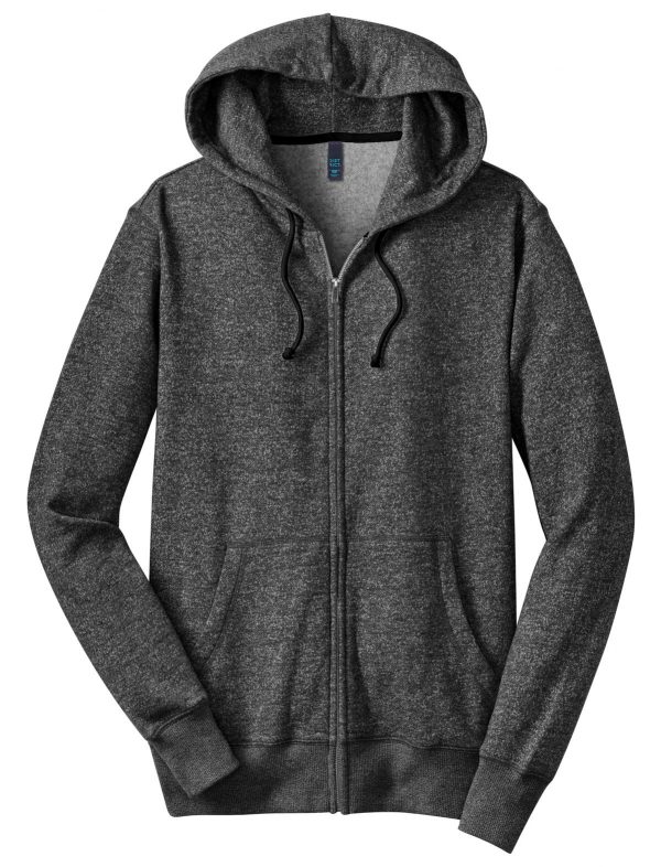 DISCONTINUED District - Young Mens Marled Fleece Full-Zip Hoodie DT192 - Image 3