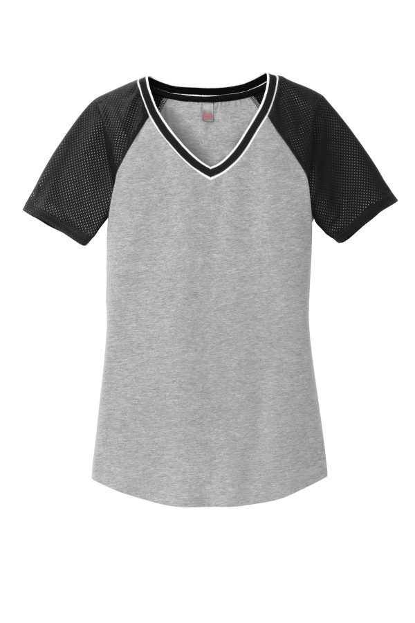 DISCONTINUED District Juniors Mesh Sleeve V-Neck Tee. DT276 - Image 3