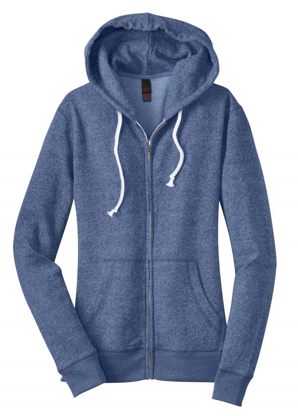 DISCONTINUED District - Juniors Marled Fleece Full-Zip Hoodie DT292 - Image 3