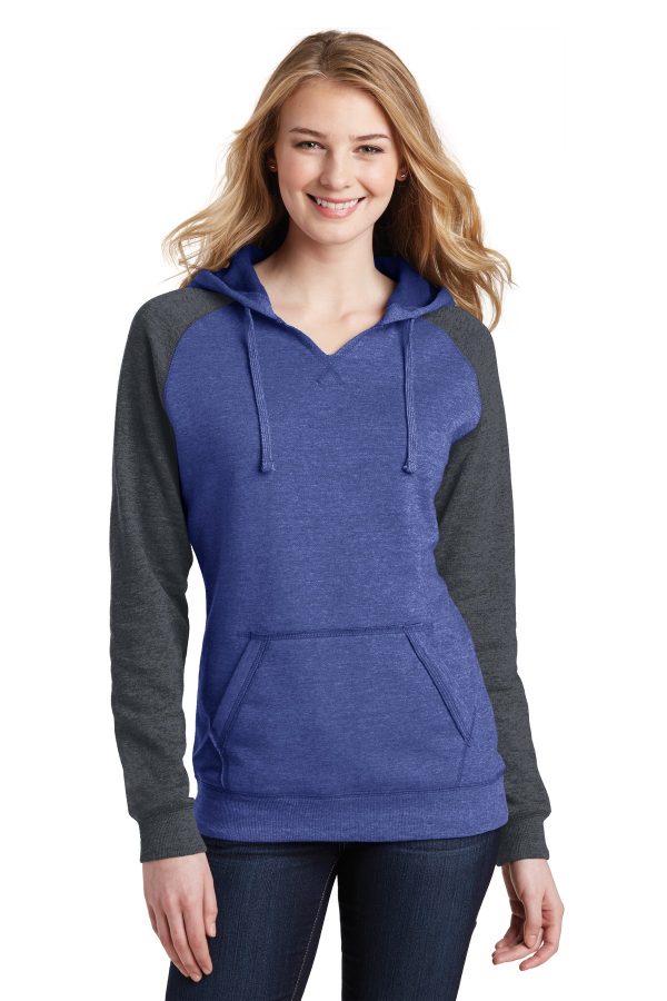 District Women's Lightweight Fleece Raglan Hoodie.  DT296 - Image 3