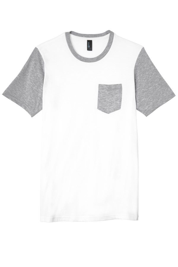 DISCONTINUED District Young Mens Very Important Tee with Contrast Sleeves and Pocket. DT6000SP - Image 3