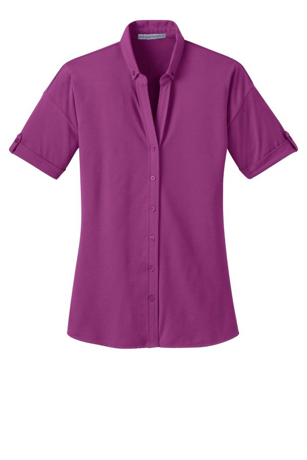 DISCONTINUED Port Authority Ladies Stretch Pique Button-Front Shirt. L556 - Image 3