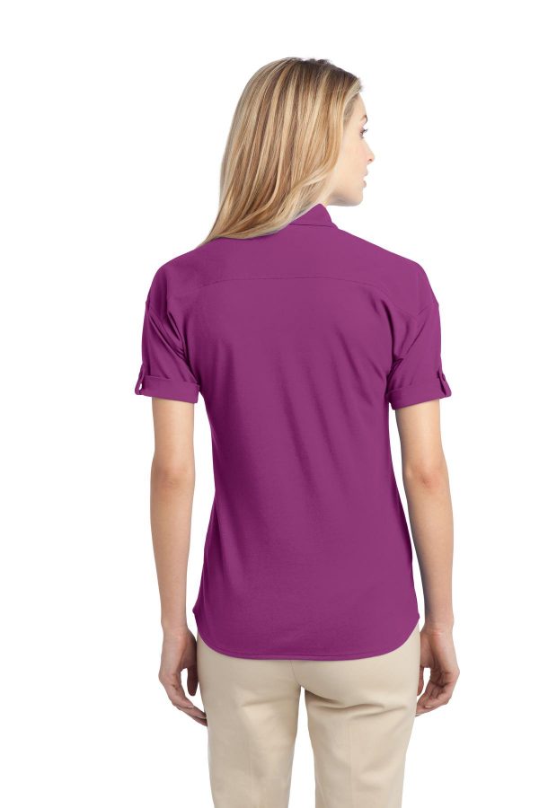 DISCONTINUED Port Authority Ladies Stretch Pique Button-Front Shirt. L556 - Image 2