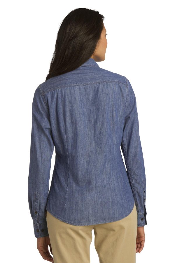 DISCONTINUED Port Authority Ladies Patch Pockets Denim Shirt. L652 - Image 2