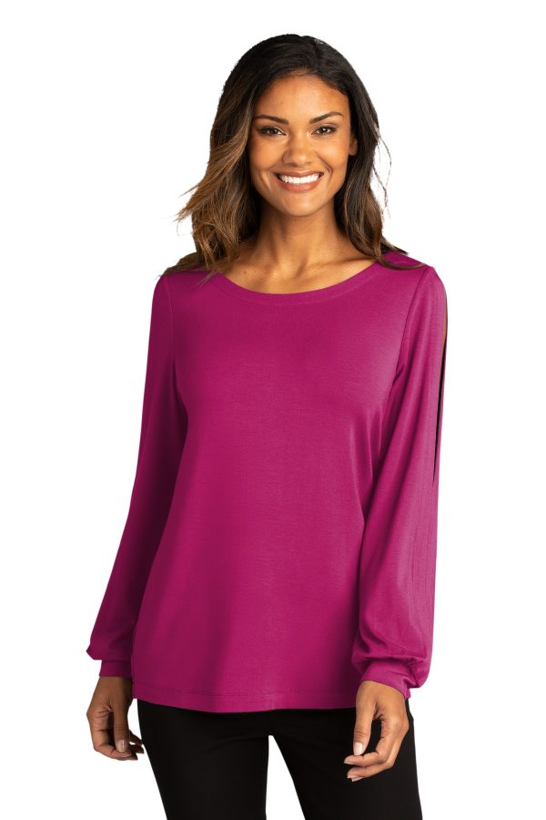 Port Authority  Ladies Luxe Knit Jewel Neck Top. LK5600 - Image 3