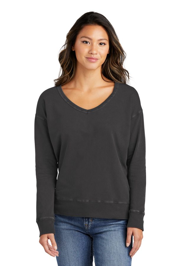 Port & Company Ladies Beach Wash Garment-Dyed V-Neck Sweatshirt LPC098V - Image 3