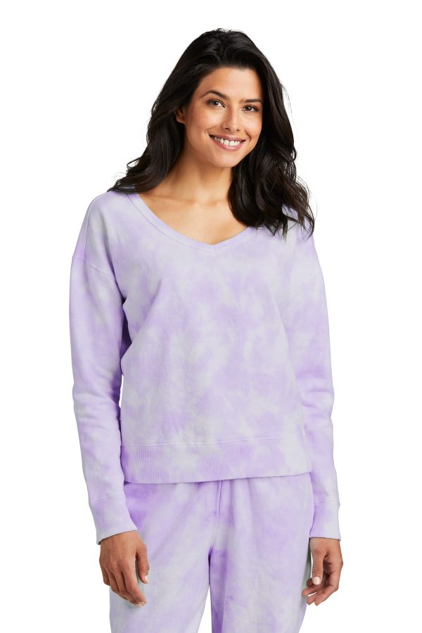 Port & Company Ladies Beach Wash Cloud Tie-Dye V-Neck Sweatshirt LPC140V - Image 3