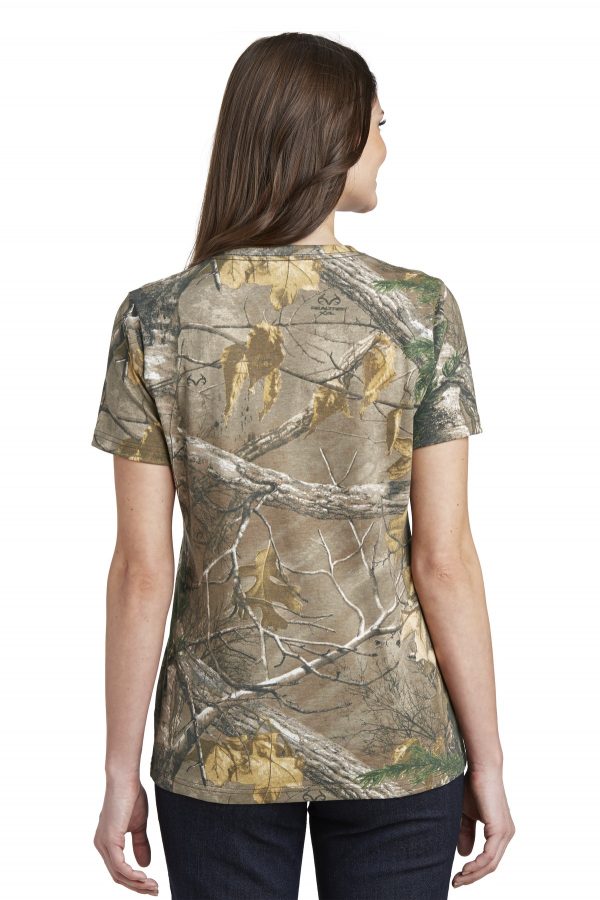 DISCONTINUED Russell Outdoors Realtree Ladies 100% Cotton V-Neck T-Shirt. LRO54V - Image 2