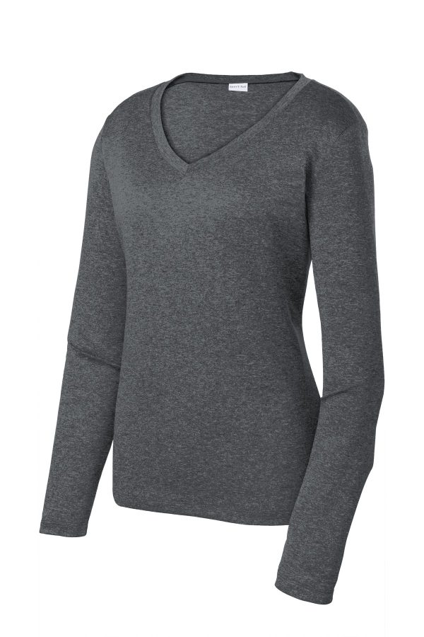 DISCONTINUED Sport-Tek Ladies Long Sleeve Heather Contender V-Neck Tee. LST360LS - Image 3