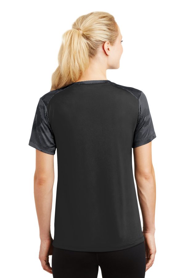 DISCONTINUED Sport-Tek Ladies CamoHex Colorblock V-Neck Tee. LST371 - Image 2