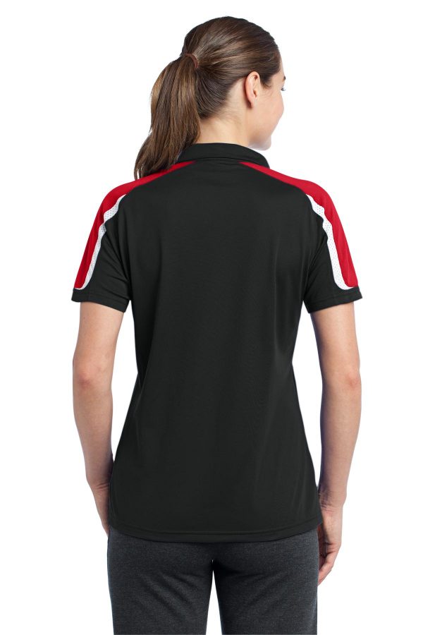 DISCONTINUED Sport-Tek Ladies Tricolor Shoulder Micropique Sport-Wick Polo. LST658 - Image 2