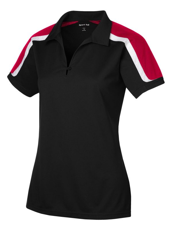 DISCONTINUED Sport-Tek Ladies Tricolor Shoulder Micropique Sport-Wick Polo. LST658 - Image 3