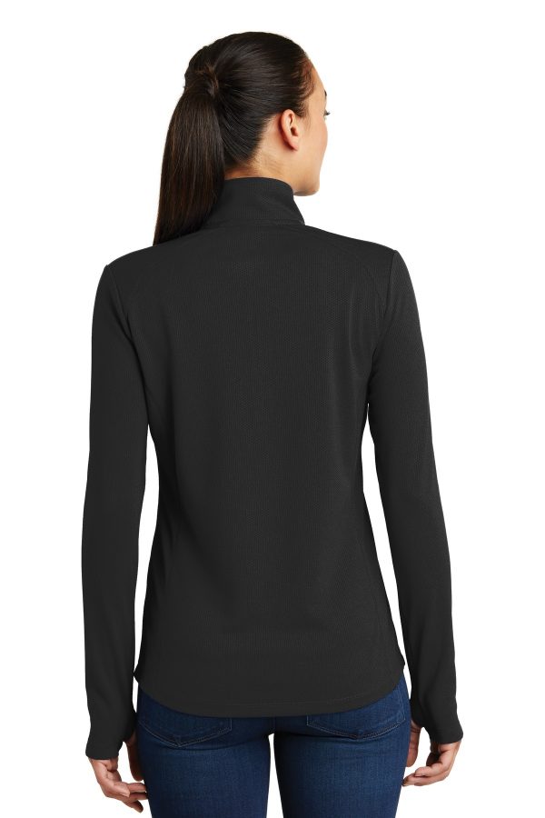 DISCONTINUED Sport-Tek Ladies Sport-Wick Textured Colorblock 1/4-Zip Pullover. LST861 - Image 2