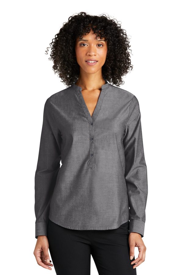 Port Authority Ladies Long Sleeve Chambray Easy Care Shirt LW382 - Image 3