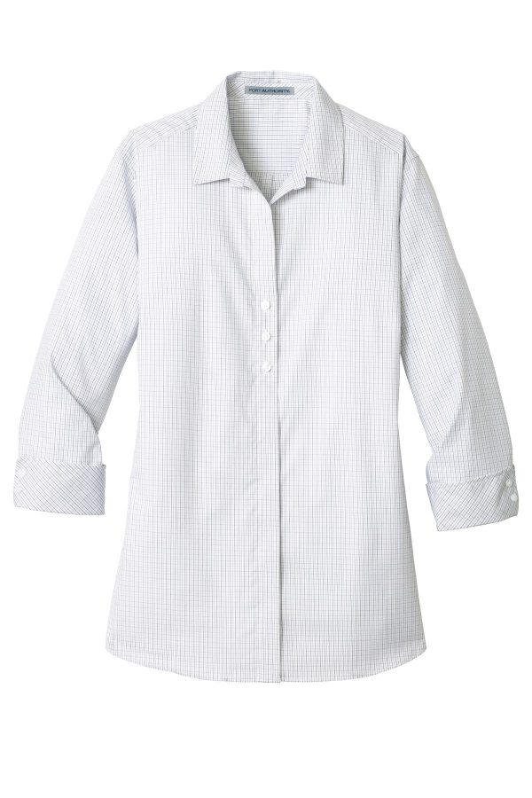 DISCONTINUED Port Authority Ladies 3/4-Sleeve Micro Tattersall Easy Care Shirt. LW643 - Image 3