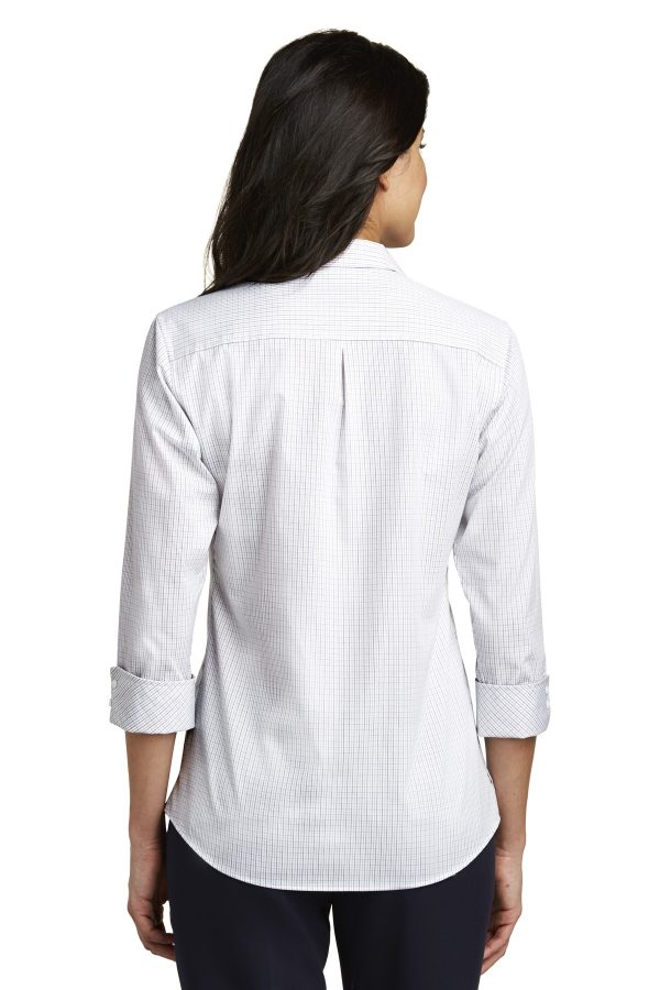 DISCONTINUED Port Authority Ladies 3/4-Sleeve Micro Tattersall Easy Care Shirt. LW643 - Image 2