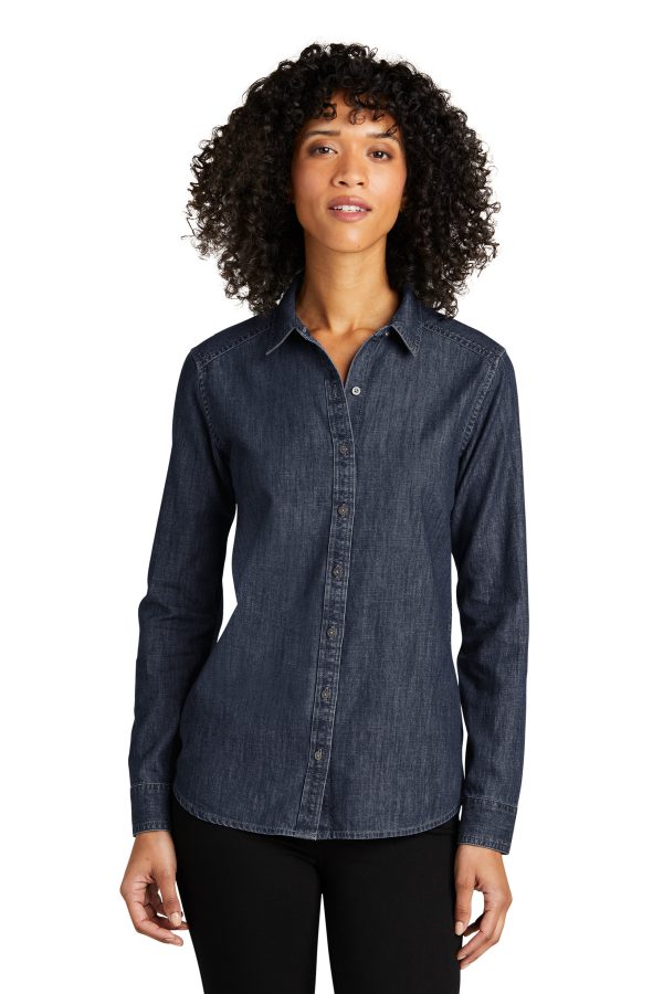 Port Authority Ladies Long Sleeve Perfect Denim Shirt LW676 - Image 3