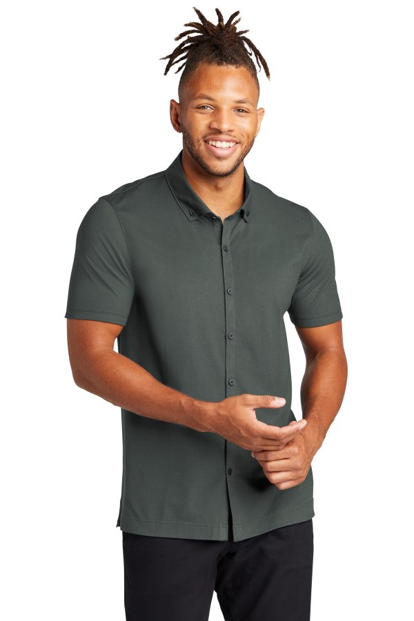 Mercer+Mettle Stretch Pique Full-Button Polo MM1006 - Image 3