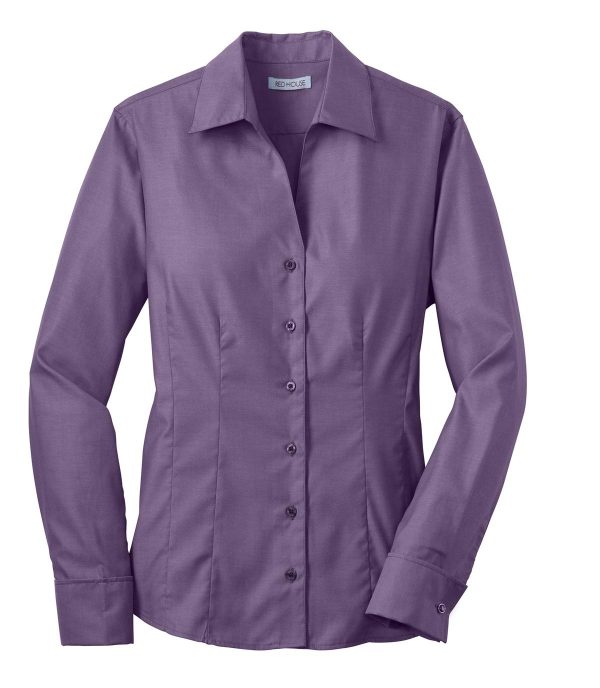 DISCONTINUED Red House - Ladies French Cuff Non-Iron Pinpoint Oxford Shirt. RH63 - Image 3