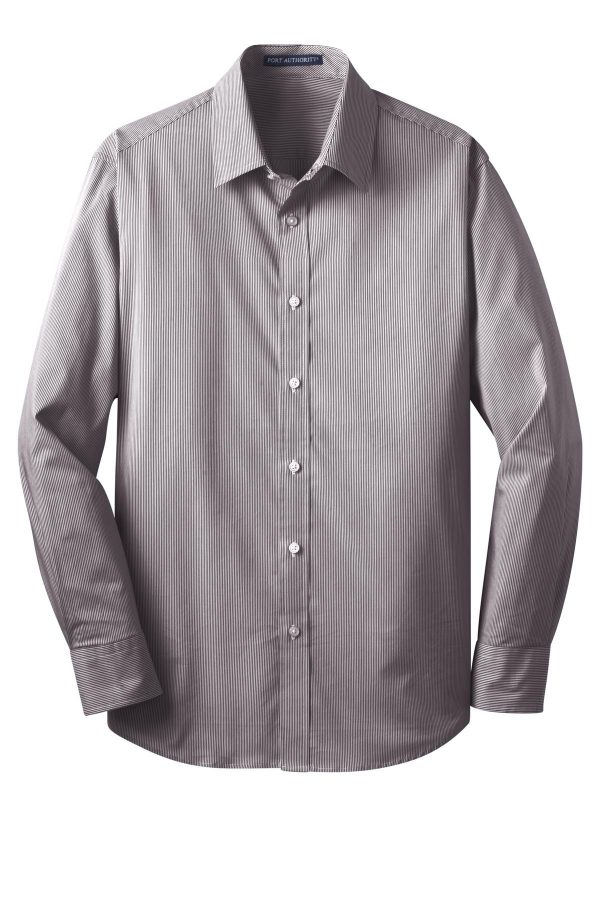 DISCONTINUED Port Authority Fine Stripe Stretch Poplin Shirt. S647 - Image 3