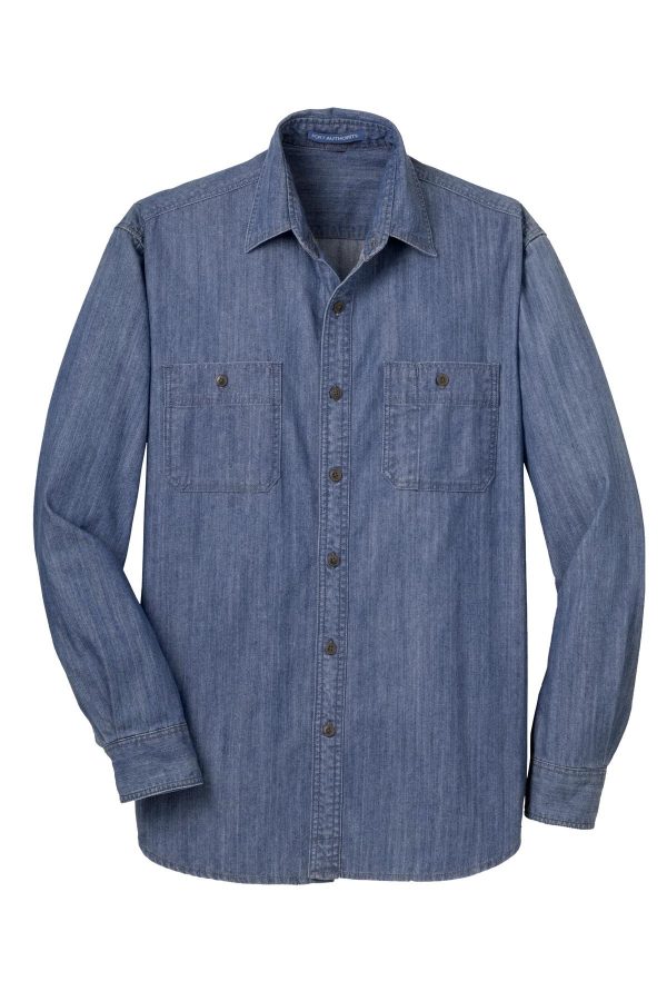 DISCONTINUED Port Authority Patch Pockets Denim Shirt. S652 - Image 3