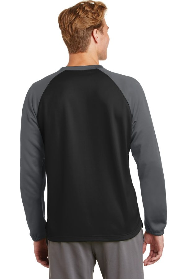 DISCONTINUED Sport-Tek Sport-Wick Raglan Colorblock Fleece Crewneck. ST242 - Image 2