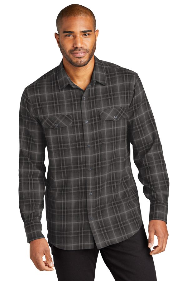 Port Authority Long Sleeve Ombre Plaid Shirt W672 - Image 3