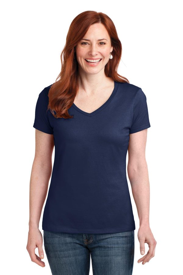 Hanes® Ladies Perfect-T Cotton V-Neck T-Shirt. S04V - Image 11